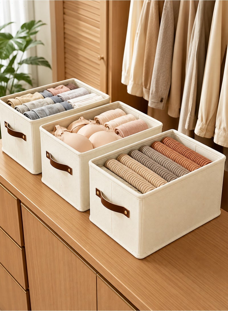Pomefar Storage Boxes for Clothes, 3 Pcs Washable Cube Bin with Handles, Organizer Storage for Clothes Home Bedroom Office - Image 1