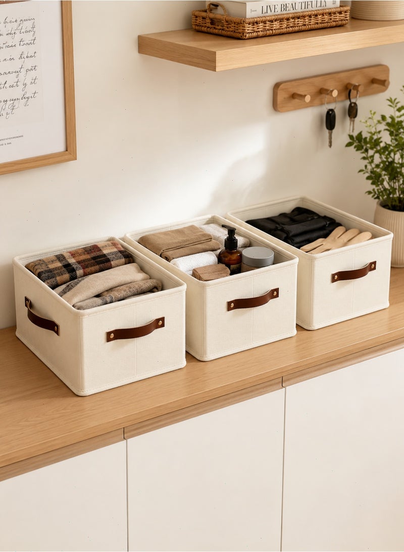 Pomefar Storage Boxes for Clothes, 3 Pcs Washable Cube Bin with Handles, Organizer Storage for Clothes Home Bedroom Office - Image 5