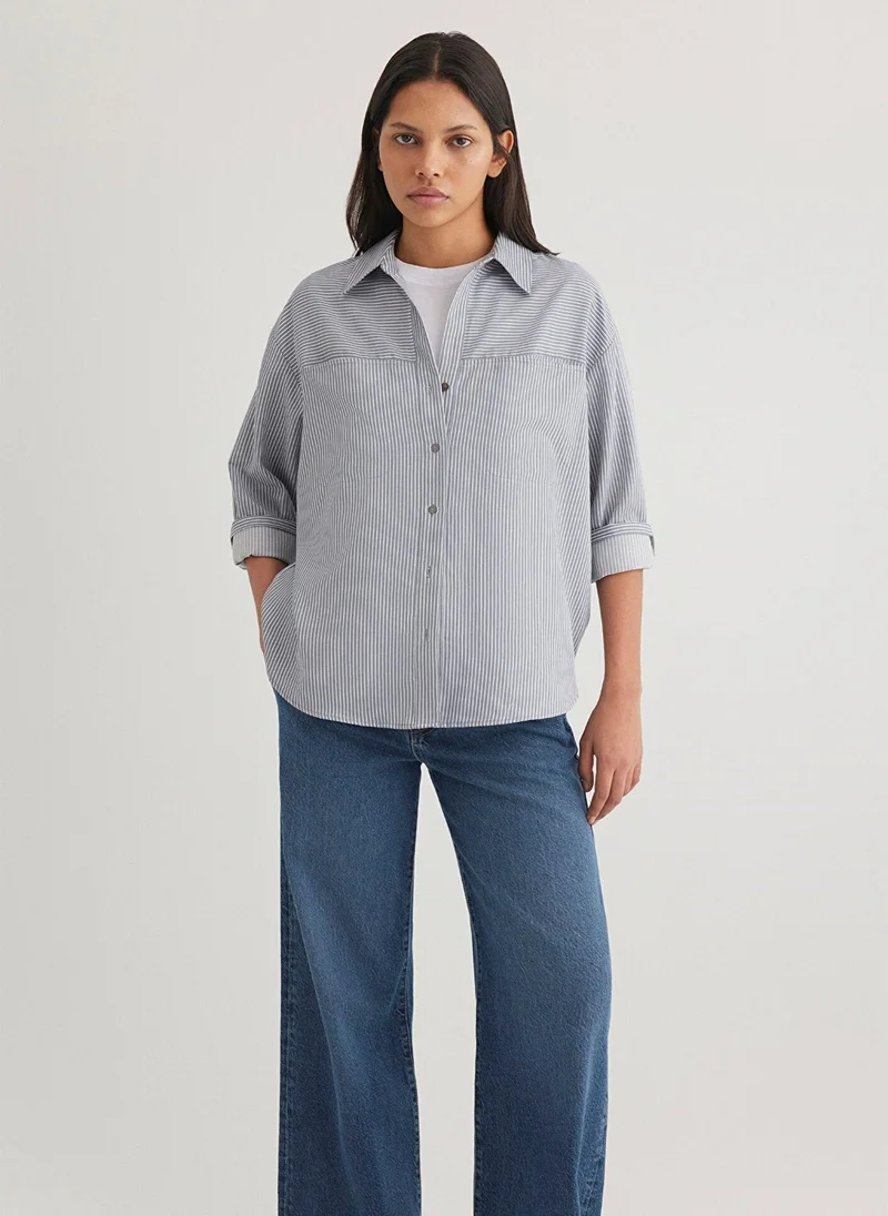 مافي Striped Blue Shirt