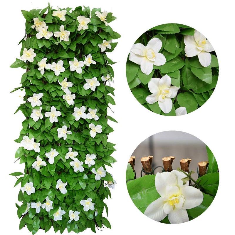 GLANT Expandable Fence Privacy Screen for Balcony Patio Outdoor,Decorative Faux Ivy Fencing Panel,Artificial Hedges (Single Sided Leaves) (1, Green-Flowers) - Image 4