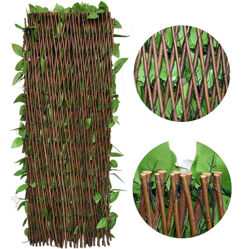 GLANT Expandable Fence Privacy Screen for Balcony Patio Outdoor,Decorative Faux Ivy Fencing Panel,Artificial Hedges (Single Sided Leaves) (1, Green-Flowers) - Image 5