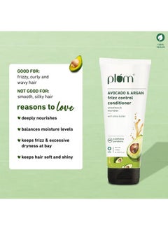 Plum Avocado & Argan Frizz Control Conditioner I For Frizzy Curly & Wavy Hair ; Contains Avocado Oil Shea Butter & Argan Oil ; Sulphatefree I 100% Vegan  - Image 3