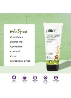 Plum Avocado & Argan Frizz Control Conditioner I For Frizzy Curly & Wavy Hair ; Contains Avocado Oil Shea Butter & Argan Oil ; Sulphatefree I 100% Vegan  - Image 5