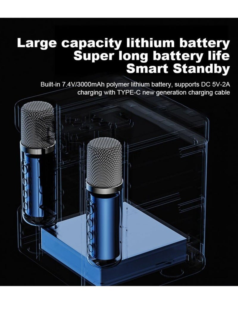 ELTRAZONE YS 203 Portable Wireless Bluetooth Karaoke Speaker with Powerful Stereo Bass, Dual Microphone Support, Long Battery Life, Compact Black Design – Perfect for Home Parties, Outdoor Events, and Karaoke Sessions – Easy Bluetooth Connectivity for All Devices, High-Quality Sound - Image 4