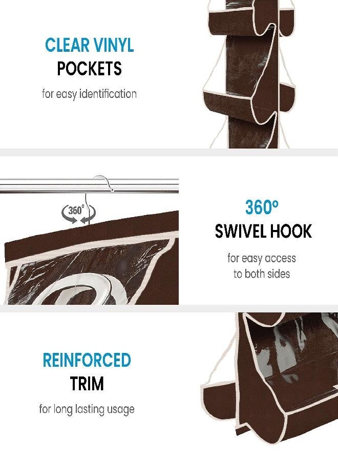 ZOBER Hanging Purse Organizer for closet Clear Handbag Organizer for Purses, Handbags Etc. 8 Easy Access Clear Vinyl Pockets with 360 Degree Swivel Hook, Black, 48” L x 13.8” W  - Image 3