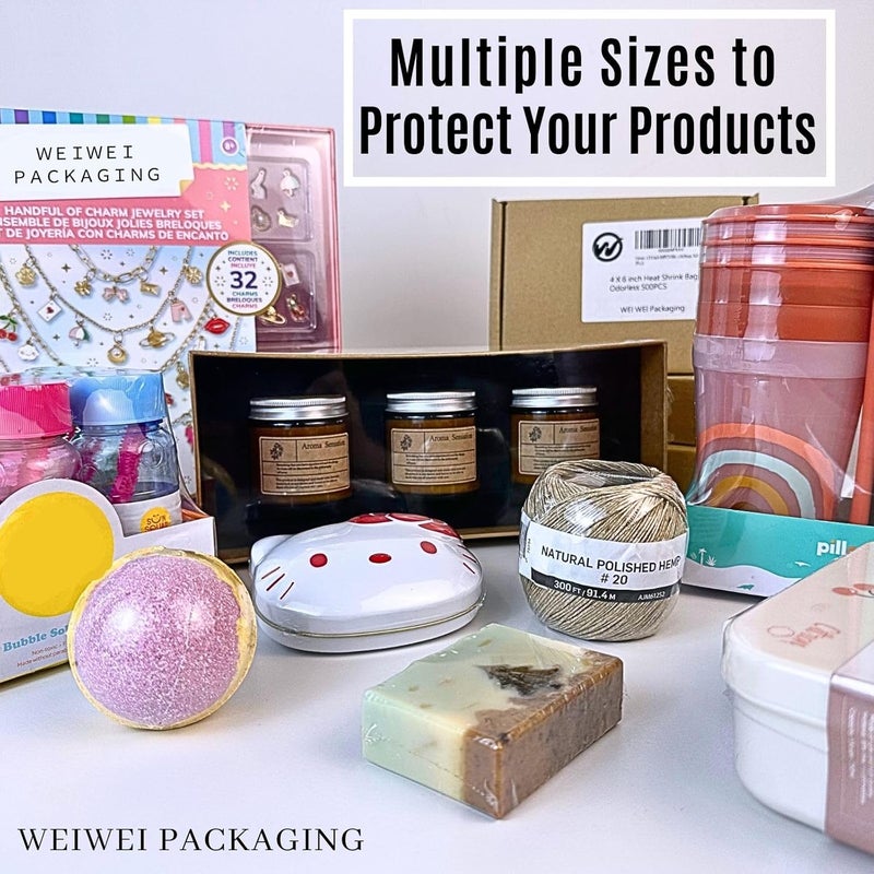 WEIWEI PACKAGING WeiWei - 500 PCS 4x6 inch PVC Shrink Wrap Bag Odorless 100 Gauge for Soap, Bath Bomb - Image 5