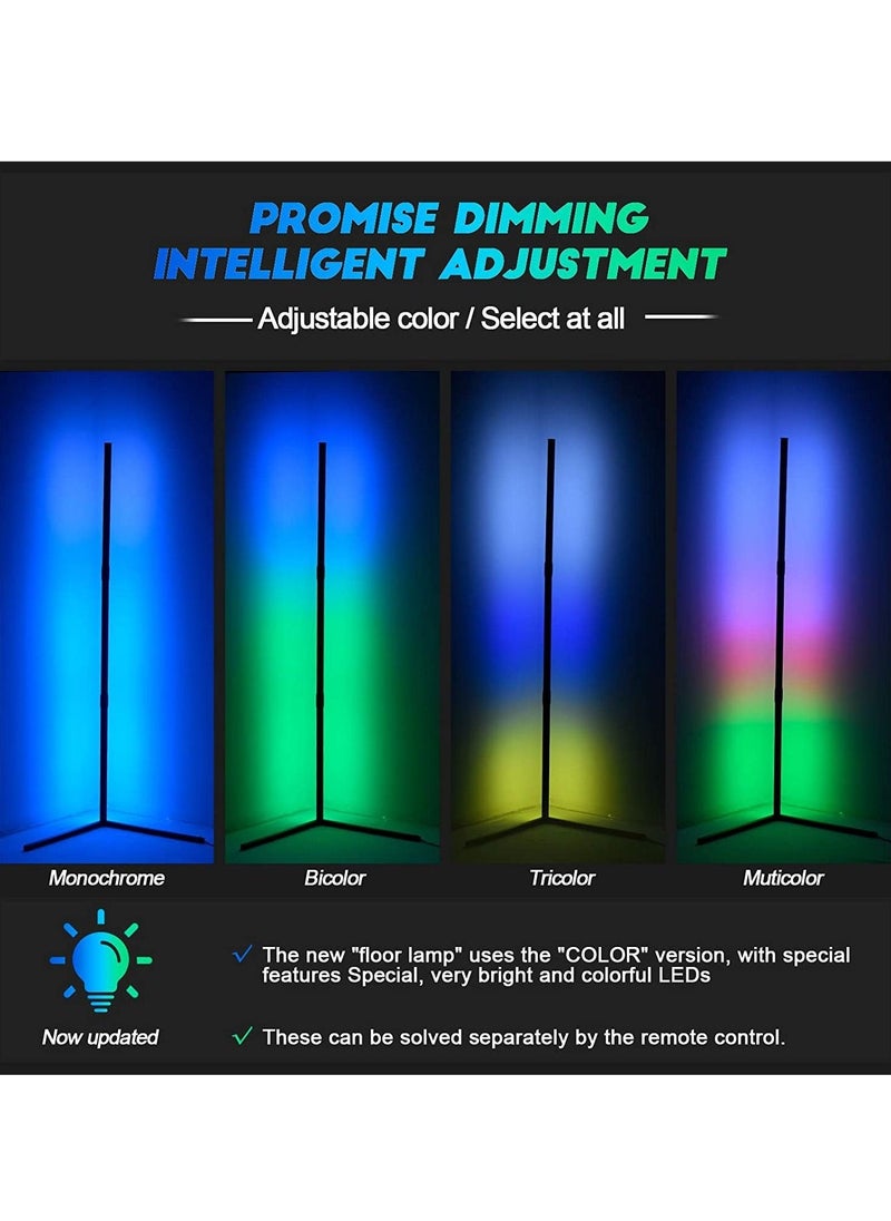 Beauenty - LED Corner Floor Lamp, 72 LEDs, RGB Colour Changing Floor Lamp with 16 Million Colours, Dimmable and Memory, Atmosphere Floor Lamps for Living Room Bedroom - Image 1
