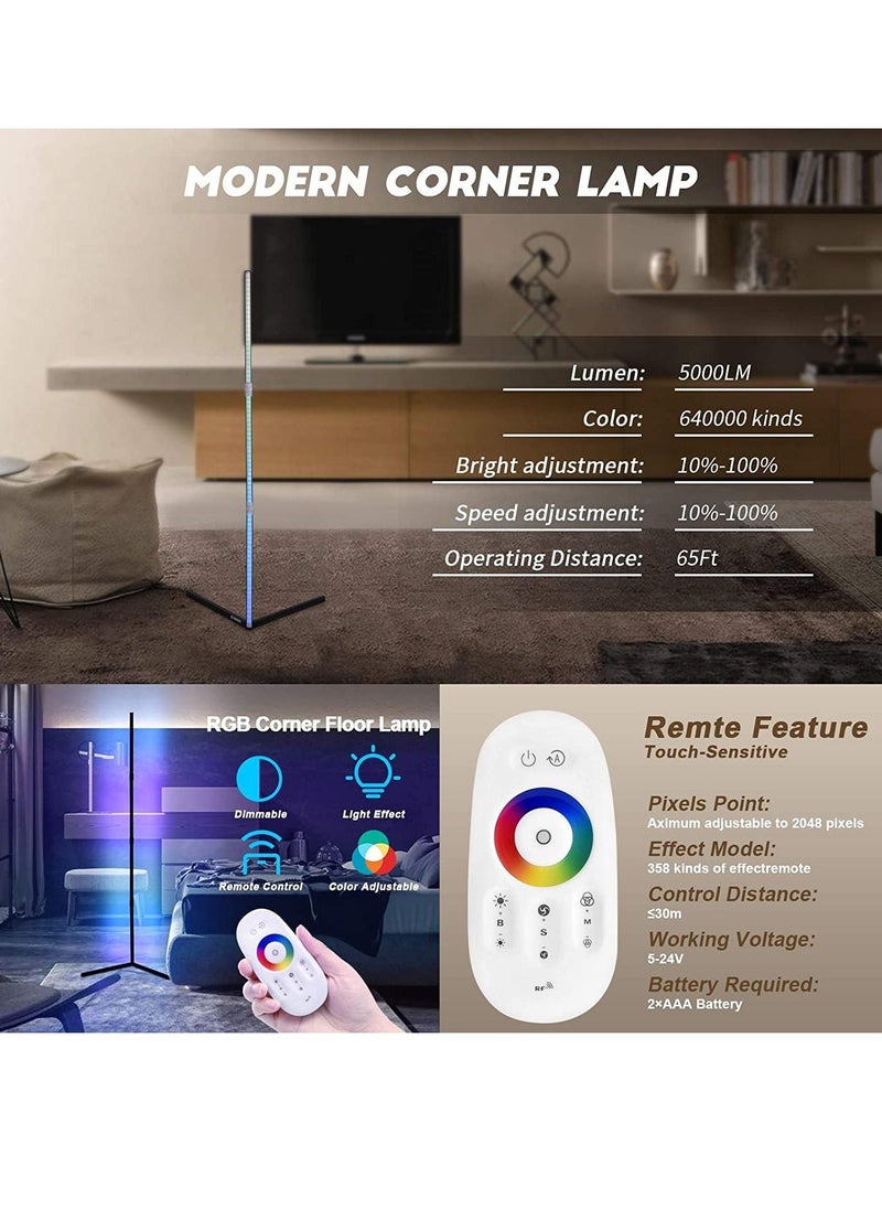 Beauenty - LED Corner Floor Lamp, 72 LEDs, RGB Colour Changing Floor Lamp with 16 Million Colours, Dimmable and Memory, Atmosphere Floor Lamps for Living Room Bedroom - Image 1