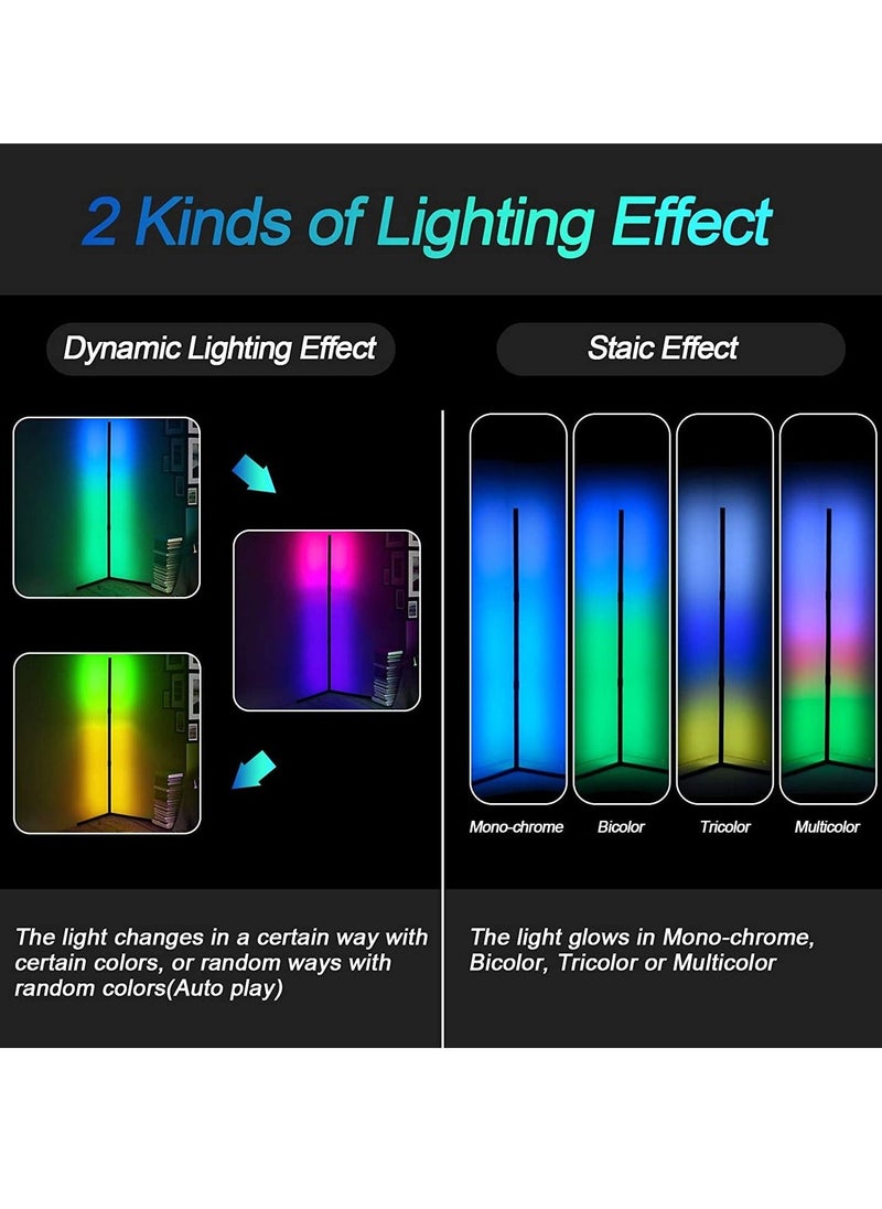 Beauenty - LED Corner Floor Lamp, 72 LEDs, RGB Colour Changing Floor Lamp with 16 Million Colours, Dimmable and Memory, Atmosphere Floor Lamps for Living Room Bedroom - Image 1