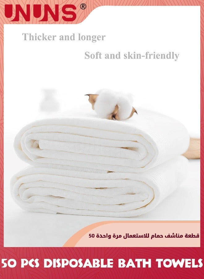 UNUNS Disposable Bath Towels,50-Count Guest Hair Towels,Bathroom Shower Body Towel For Travel Hotel Business Trip Camping Spa,Absorbent Quick Dry,Large Size 70x30cm,White - Image 4