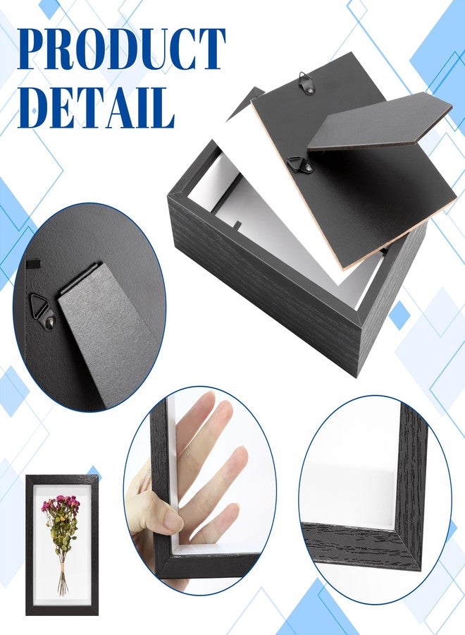 فوكوي مجموعة VOKOY من 5 إطارات عرض ظلية مقاس 4 × 6 بوصات، إطار صور خشبي صغير مجوف بواجهة أكريليك شفافة، عمق 1 بوصة، علب عرض ظلية للصور والزهور المجففة وتذكارات الأصداف البحرية والحرف اليدوية والميداليات (أسود) - Image 3