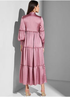 Refka by modanisa Ruched Sleeve Button Detail Dress  - Image 2