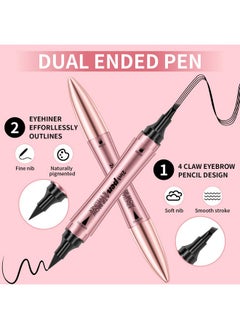 W3W Magic Microblading Eyebrow Pencil, Upgraded 3D 4-Tip eye brow pencils for women, 2-In-1 Eyebrow Pencil Dark Brown, Waterproof Eyebrow Pen To Create Natural Makeup(Dark brown)  - Image 2