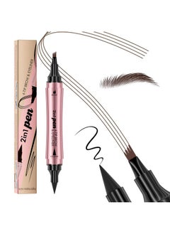 W3W Magic Microblading Eyebrow Pencil, Upgraded 3D 4-Tip eye brow pencils for women, 2-In-1 Eyebrow Pencil Dark Brown, Waterproof Eyebrow Pen To Create Natural Makeup(Dark brown)  - Image 1