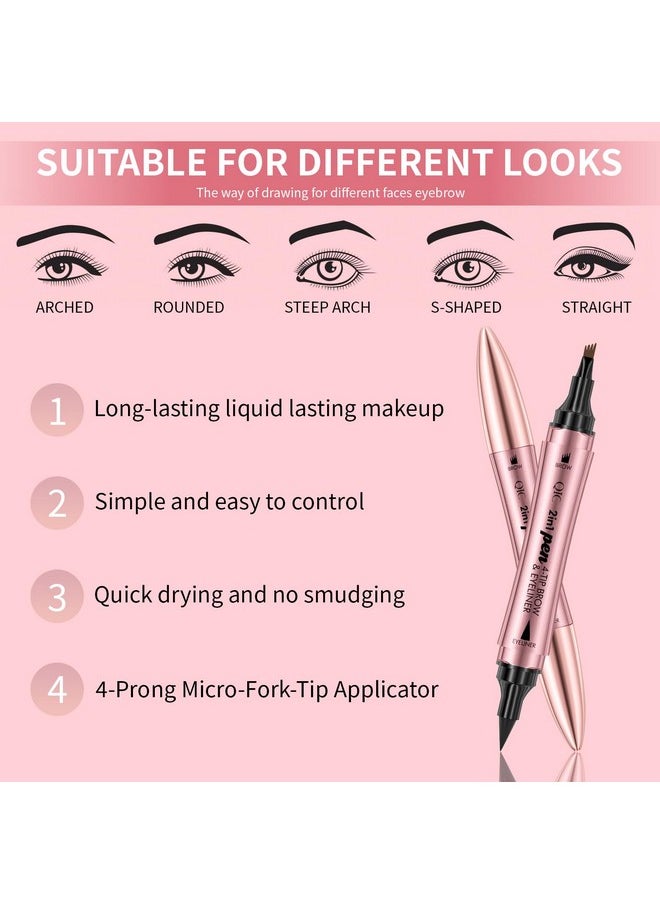 W3W Magic Microblading Eyebrow Pencil, Upgraded 3D 4-Tip eye brow pencils for women, 2-In-1 Eyebrow Pencil Dark Brown, Waterproof Eyebrow Pen To Create Natural Makeup(Dark brown)  - Image 3