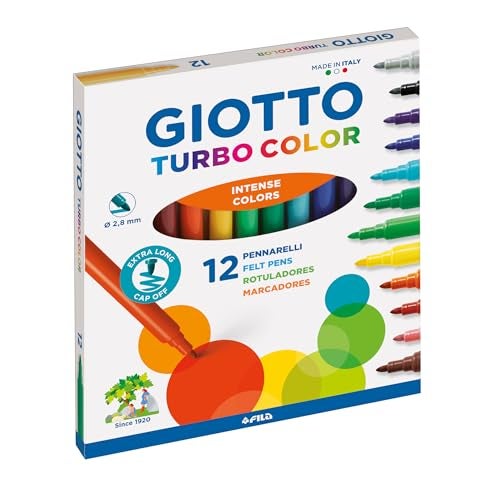 GIOTTO Turbo Color Fibre Tip Pen, Multi-Colour, 12 Colours - Image 1