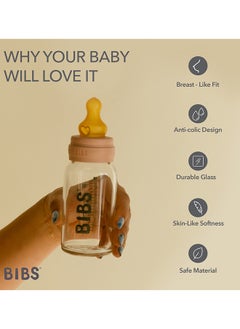 BIBS Pack Of 1 Baby Bottle Round Nipple Latex 150 Ml Slow Flow, Blush, 0 Months +  - Image 5