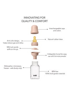 BIBS Pack Of 1 Baby Bottle Round Nipple Latex 150 Ml Slow Flow, Blush, 0 Months +  - Image 2