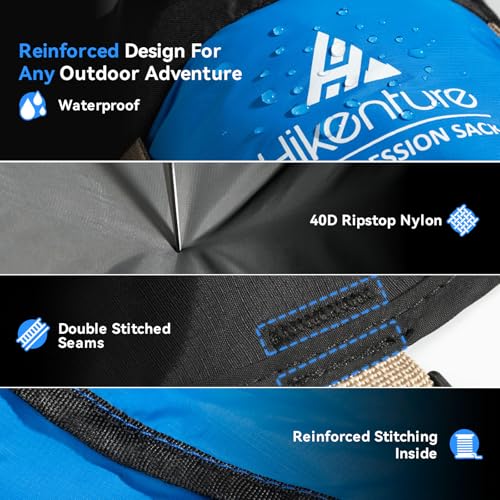 Hikenture Compression Sack for Sleeping Bag, Upgrade Anti-Tear Nylon Sleeping Bag Stuff Sack, 10L/14L/20L/30L Water-Resistant Compression Bag, Storage Bag (Blue, 10L) - Image 4