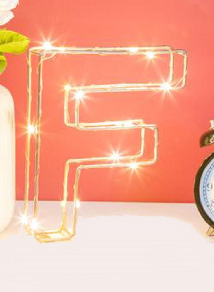 سلة حرف F مضيء لون ذهبي - Image 2