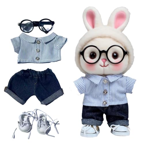 Oulores 17cm Doll Clothes 4pcs 17cm Doll Outfit 17cm Doll AccessoriesBoys and Girls Stylish Adorable Dolls Clothes AccessoriesGlassesClothePantsShoesStyleA - Image 1