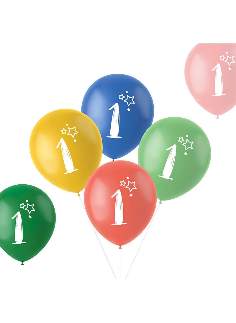فولات بالونات لاتكس متعددة الألوان للاحتفال بعيد ميلاد السنة الأولى، عبوة من 6 قطع، 33 سم