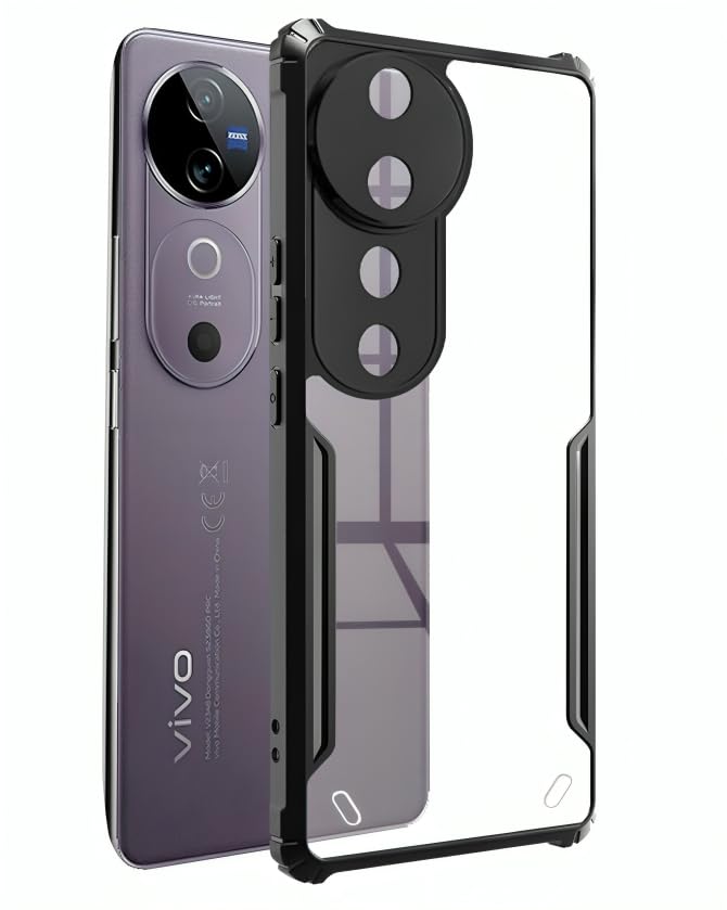 SPAZY CASE® Vivo V40 5G / V40 Pro 5G / T3 Ultra 5G Back Cover | Transparent Crystal Clear Hard PC Back Case with TPU Bumper, Drop Protection Case Cover for Vivo V40 5G / V40 Pro 5G / T3 Ultra 5G - Image 1