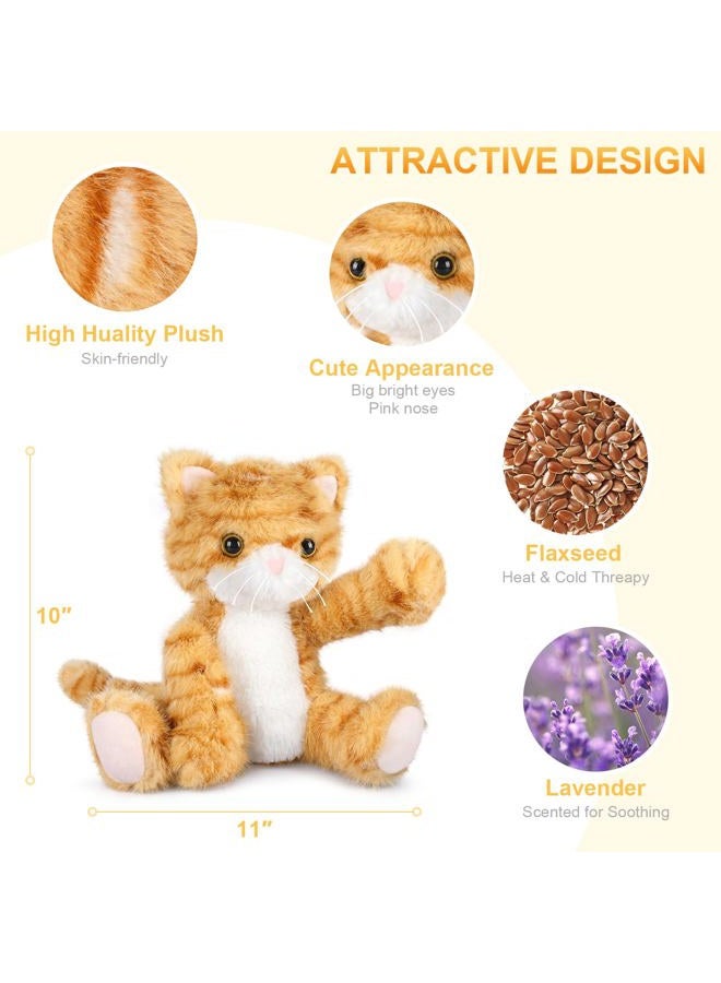 SuzziPals Heatable & Coolable Orange Cat Stuffed Animal, Cat Heating Pad Microwavable for Soothing & Relaxation, Lavender Scented Orange Cat Plush Toy for Stress Relief, Stuffed Cat Toys for Kids - Image 2
