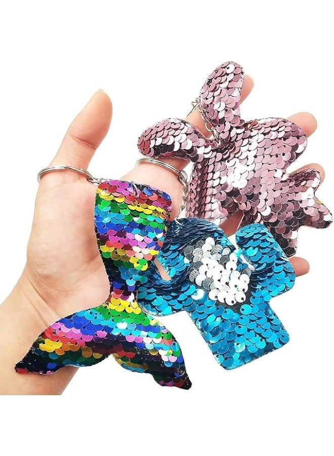 20-Pack Colorful Sequin Keychains, Shiny Bag Charms with Metal Clips for Purse, Backpack, Keys Decoration, DIY Crafts, Colorful Reversible Sequins Bags Fillers - Image 3