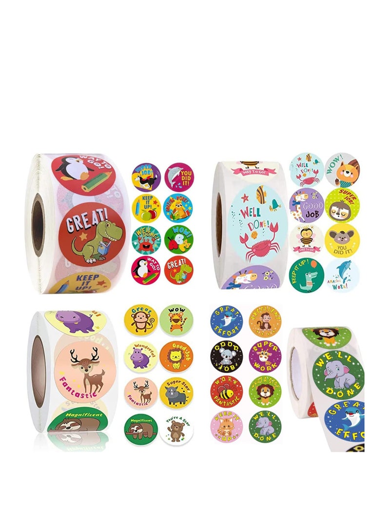 بريميفي 2000 قطعة من ملصقات مكافآت الحيوانات مقاس 1 بوصة للأطفال بكلمات إيجابية - Image 1