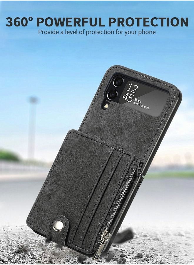 GROIC - Samsung Galaxy Z Flip 4 Wallet Case with Card Holder,2 in 1 Detachable Zipper Flip Wallet Phone Shell, PU Leather Protective Flip Phone Cover for Samsung Galaxy Z Flip 4 5G - Image 1