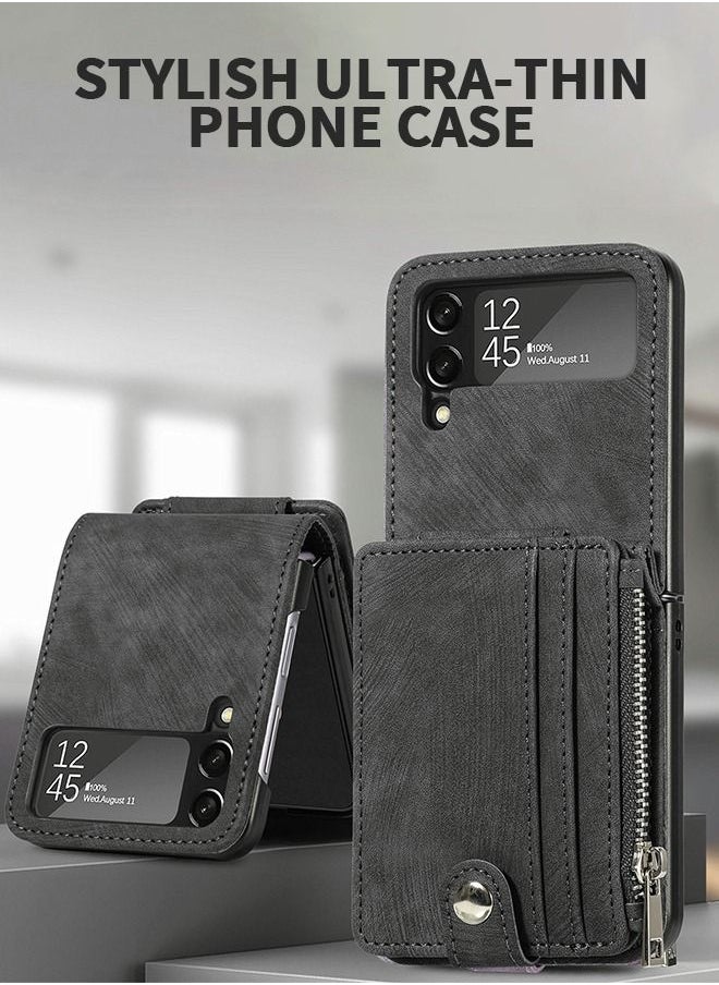 GROIC - Samsung Galaxy Z Flip 4 Wallet Case with Card Holder,2 in 1 Detachable Zipper Flip Wallet Phone Shell, PU Leather Protective Flip Phone Cover for Samsung Galaxy Z Flip 4 5G - Image 1