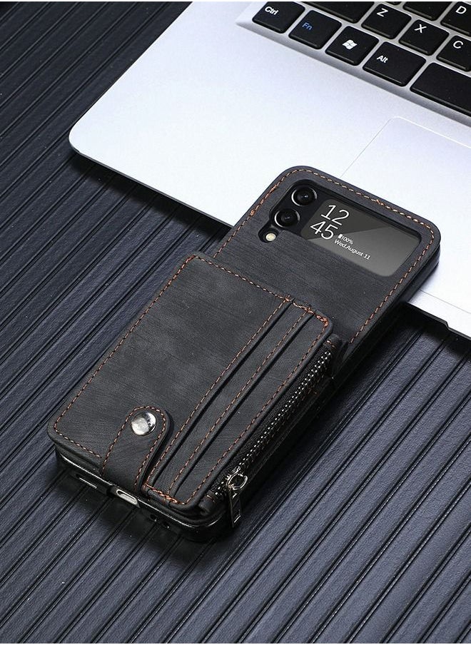 GROIC - Samsung Galaxy Z Flip 4 Wallet Case with Card Holder,2 in 1 Detachable Zipper Flip Wallet Phone Shell, PU Leather Protective Flip Phone Cover for Samsung Galaxy Z Flip 4 5G - Image 1