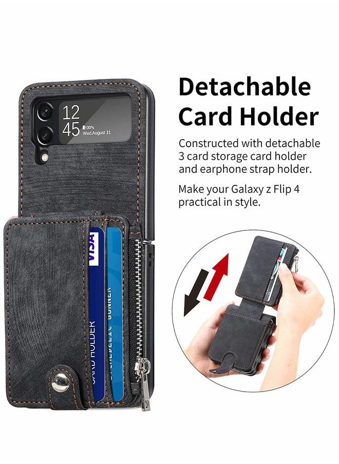 GROIC - Samsung Galaxy Z Flip 4 Wallet Case with Card Holder,2 in 1 Detachable Zipper Flip Wallet Phone Shell, PU Leather Protective Flip Phone Cover for Samsung Galaxy Z Flip 4 5G - Image 1