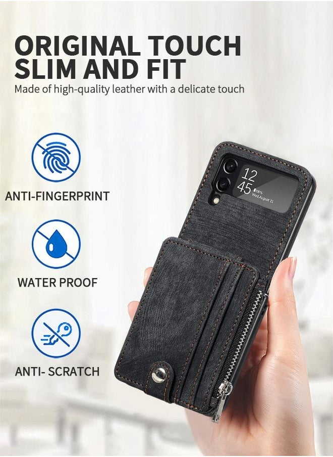 GROIC - Samsung Galaxy Z Flip 4 Wallet Case with Card Holder,2 in 1 Detachable Zipper Flip Wallet Phone Shell, PU Leather Protective Flip Phone Cover for Samsung Galaxy Z Flip 4 5G - Image 1