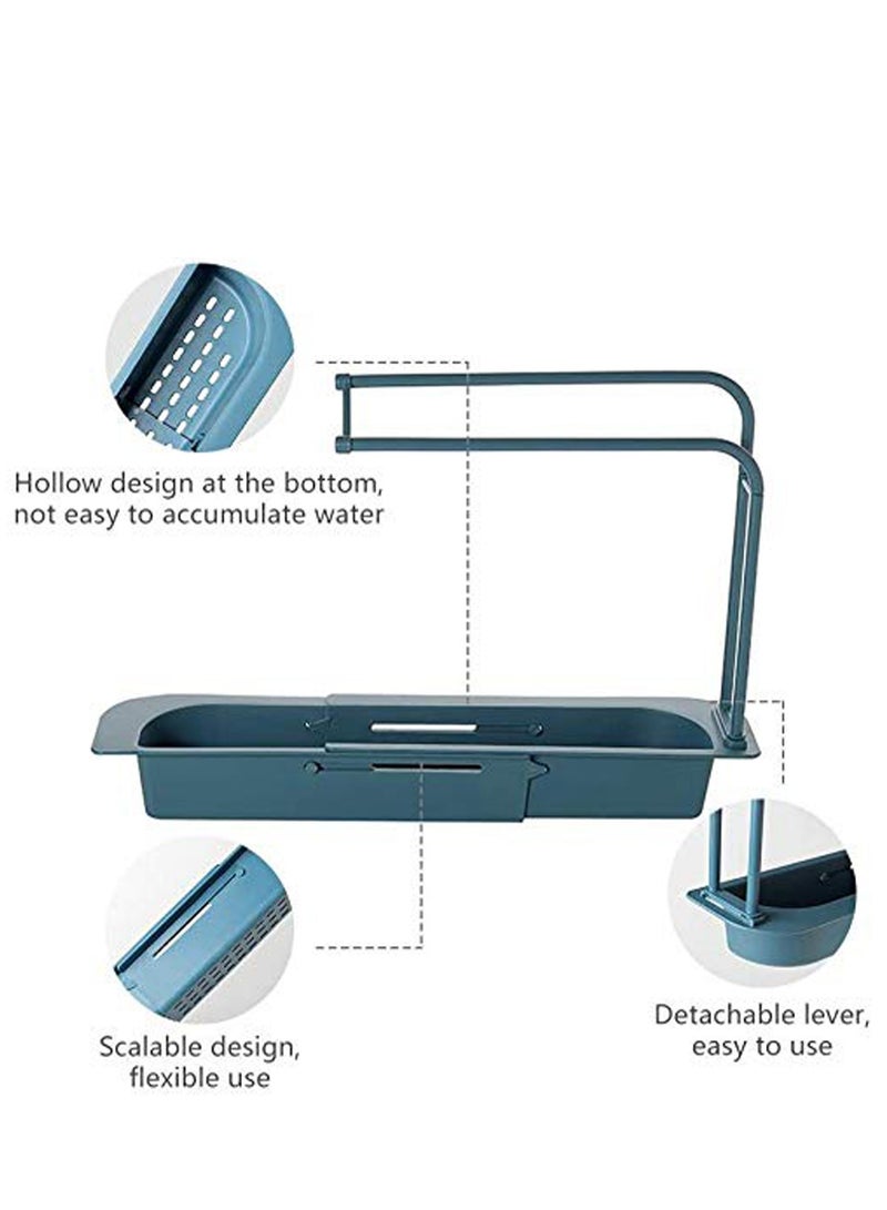 KASTWAVE Telescopic Sink Holder, Adjustable Drainer Sink Tray Sponge Soap Holder, Sink Organizer Holder Dish Cloth Hanger for Home Kitchen - Image 4