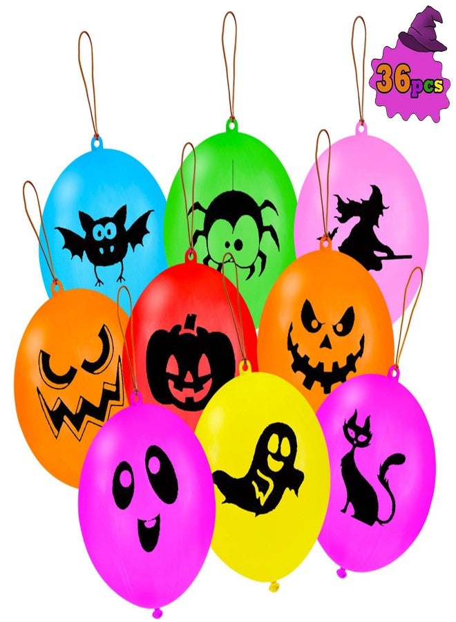 JOAOYO 36PCS Halloween Punch Balloons - 18in Colorful Latex Party Favor for Kids, Ghost Balloons, Trick or Treat Goodie Bag Fillers - Image 1