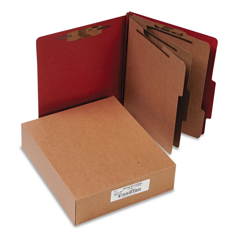 ACCO Brands ACCO 15038 ACCO Pressboard 20-Point Classification Folder, LTR, 6-Section, Earth Red, 10/Bx - Image 5