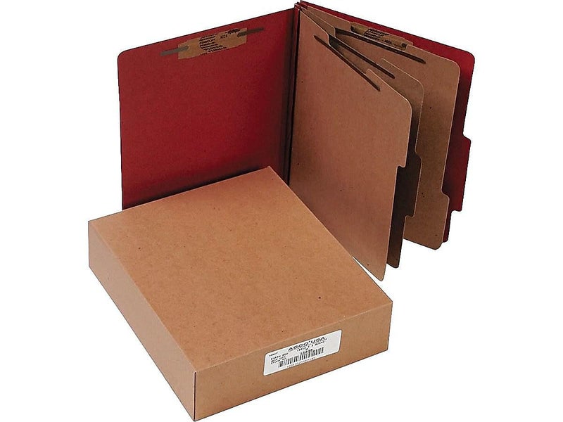 ACCO Brands ACCO 15038 ACCO Pressboard 20-Point Classification Folder, LTR, 6-Section, Earth Red, 10/Bx - Image 3