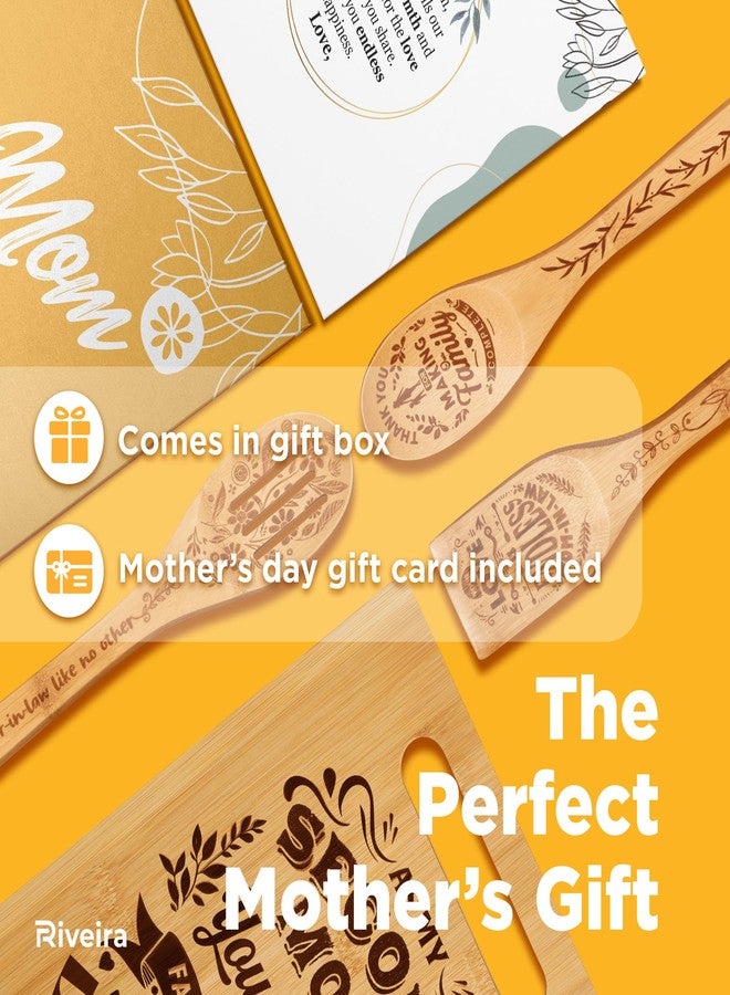 Riveira Gifts For Mother In Law – Cooking Spoons For Wooden Cooking as Gifts For Mom & Cutting Board for Birthday Gifts For Women – Complete Mother In law Gifts From Daughter In Law - Image 3