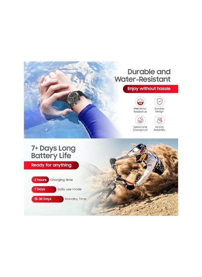 SWISS MILITARY - Swiss Military DOM5 Smartwatch 1.43" AMOLED, Bluetooth Calling, Multi Language, Health & Sports Tracking, Wireless Charging, 7 Days Battery, IP68, iOS/Android Compatible, Black Frame with Black Strap - Image 1
