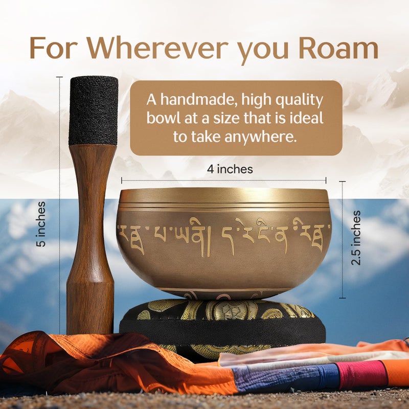 Silent Mind Tibetan Singing Bowl Set â€“ Easy to Play & Beginner Friendly Meditation Bowl with Cushion & Mallet | Stress Relief & Mindfulness | Gift-Ready - Image 4