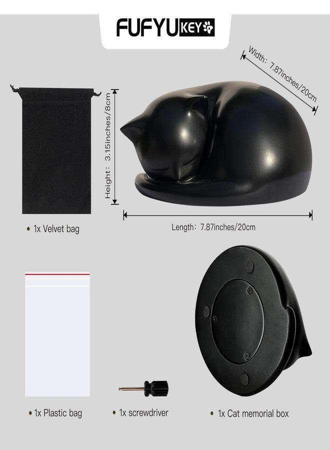 FUFYUKEY Cat Urn, Black Resin, Sleeping Kitty Pet Memorial Keepsake Funeral Urn for Cats Ashes, Up to 8kg, 7.87 x 7.87 x 3.15 inches - Image 5