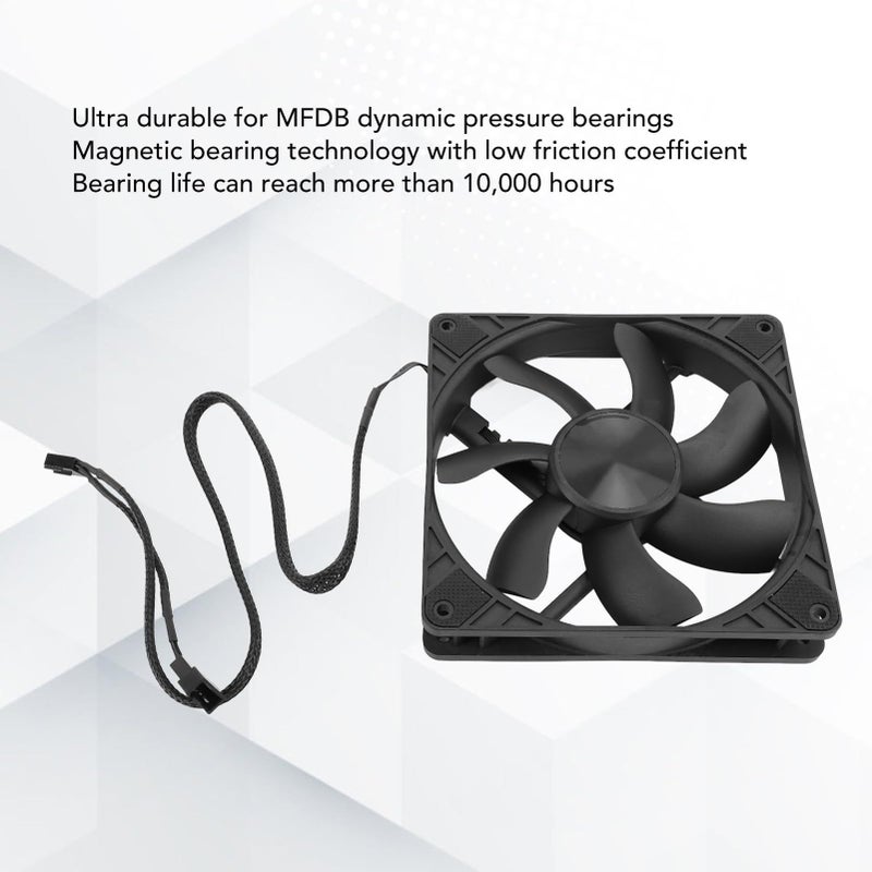 PWM Intelligent Temperature Control 140mm Silent Case Fan 7 Blade Design With Hydraulic Bearings For PC Cooling Black - Image 3