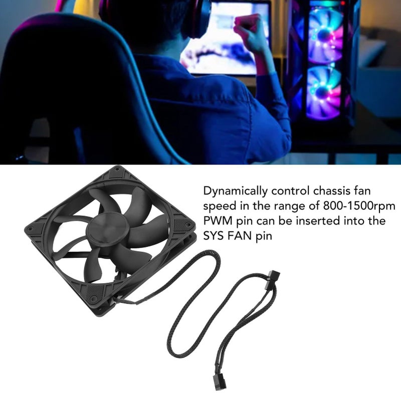 PWM Intelligent Temperature Control 140mm Silent Case Fan 7 Blade Design With Hydraulic Bearings For PC Cooling Black - Image 5