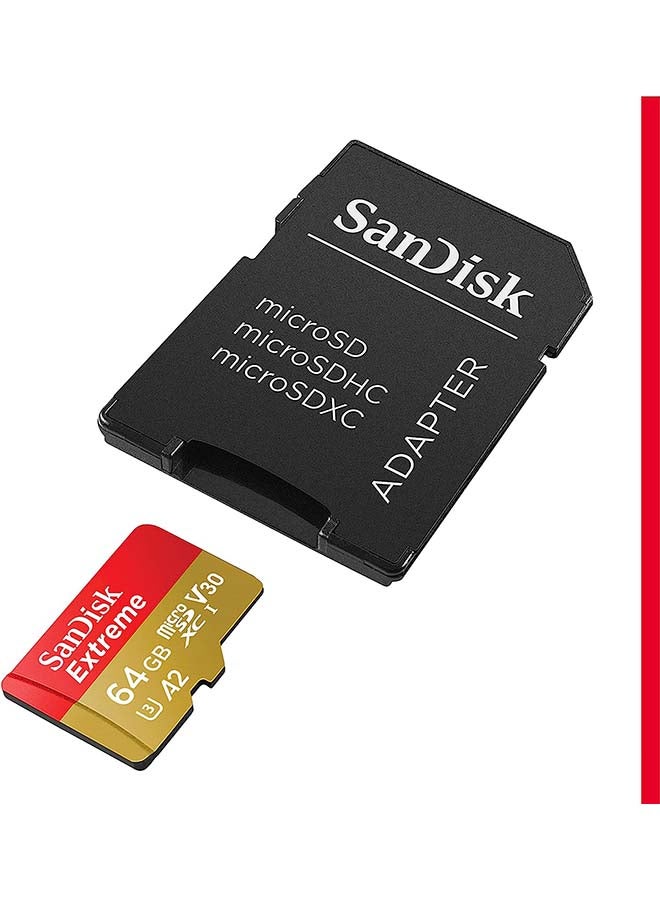 sandisk Extreme MicroSDXC SD Card, 64GB, Black, SDSQXAH-064G-GN6MA, Extreme microSD UHS-I Card with Adapter - Image 2