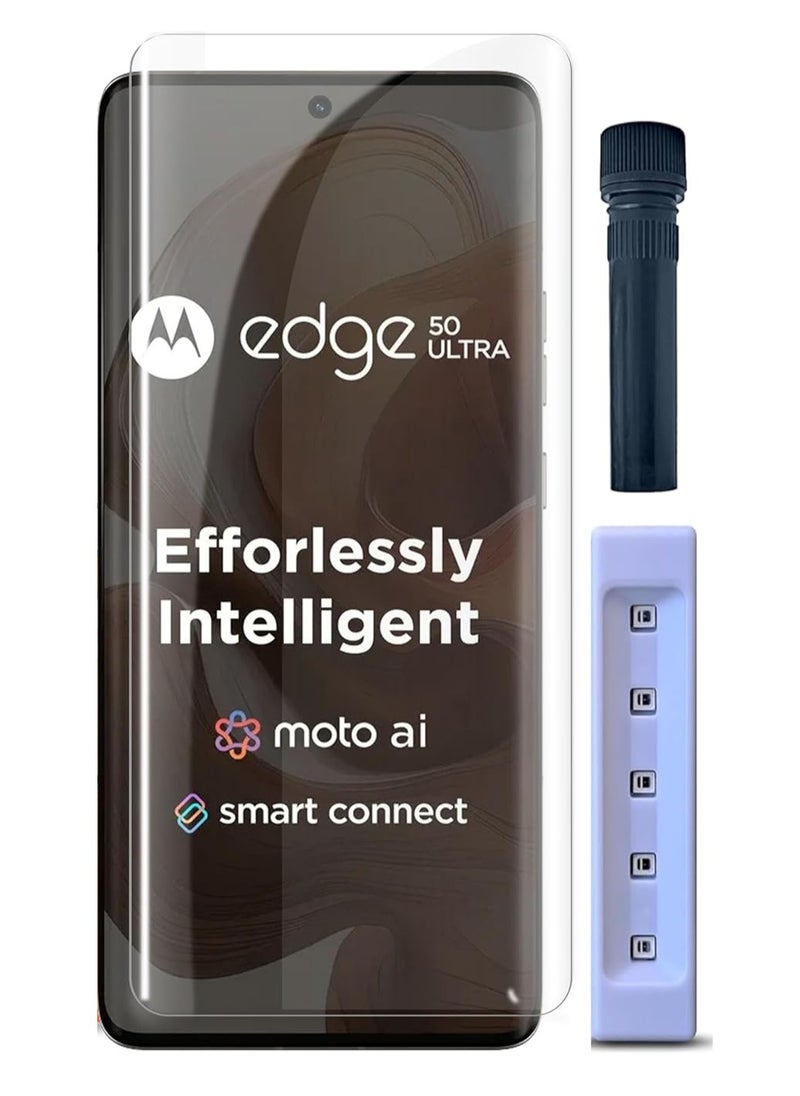 Generic - UV Liquid Glue Full Coverage Tempered Glass Screen Protector For Motorola Edge 50 Ultra - Clear - Image 1