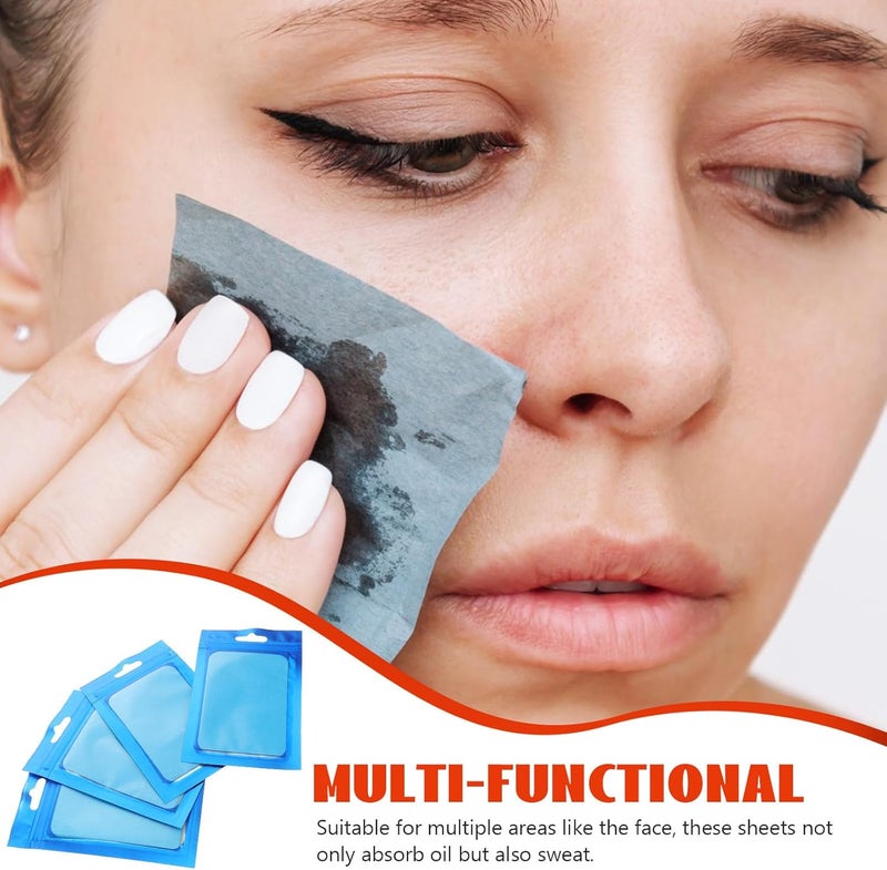 Oil Absorbing Blotting Sheets for Face 10 Bags of Dark Blue Oil Absorbent Paper for Oily Skin Makeup Blotting Tissue Pads for Face and Sweat Absorption in Summer - Image 3