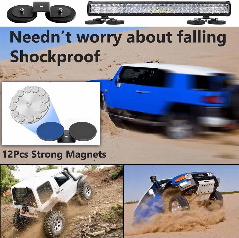 Chelhead Magnet Brackets 88mm Magnetic Base LED Light Bar Mounting Brackets Windshield Bracket Sucker Holder Roof Off Road Holder for LED Work LED Pods Light - Image 2