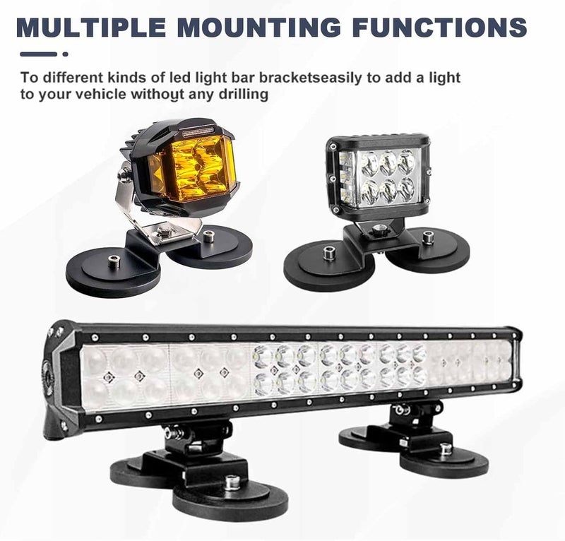 Chelhead Magnet Brackets 88mm Magnetic Base LED Light Bar Mounting Brackets Windshield Bracket Sucker Holder Roof Off Road Holder for LED Work LED Pods Light - Image 3